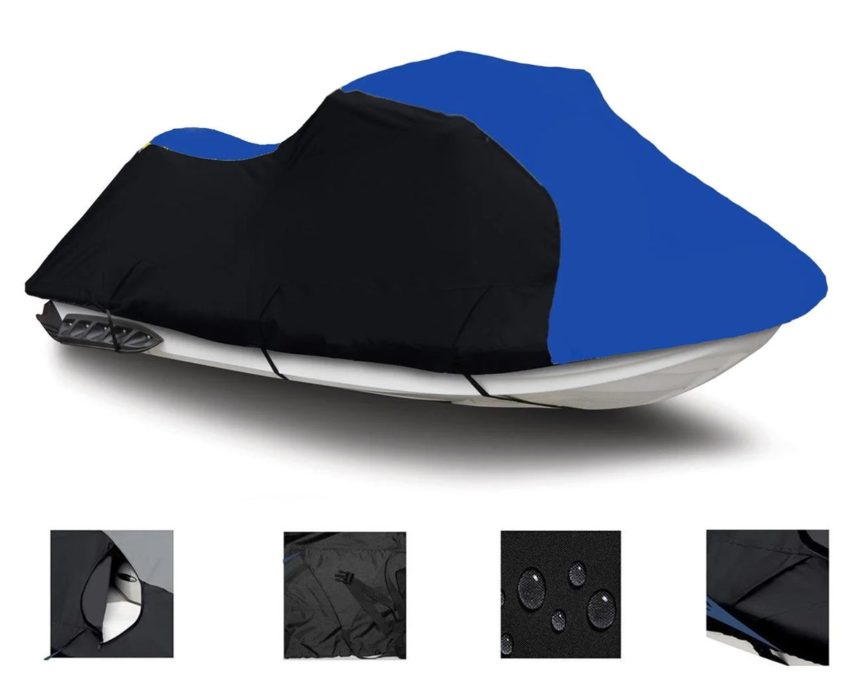 BLACK / BLUE HEAVY-DUTY 600 DENIER Jet Ski PWC Watercraft Cover C3696