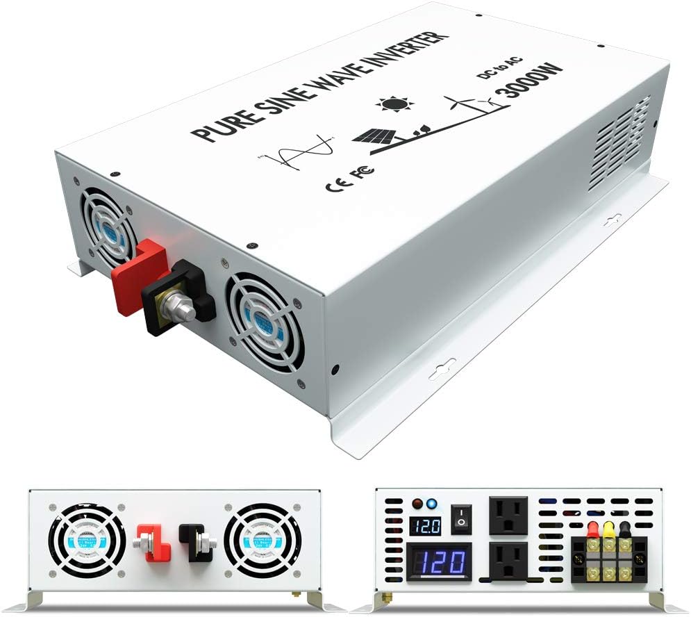 3500W Pure Sine Wave Power Inverter DC 48V to 110V 120V AC with Dual Outlets G361