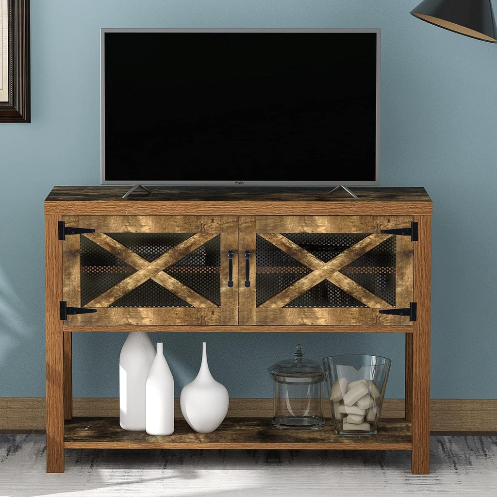 Espresso Wood Console Table with 2 Drawers, 2 Cabinets, 1 Shelf O708