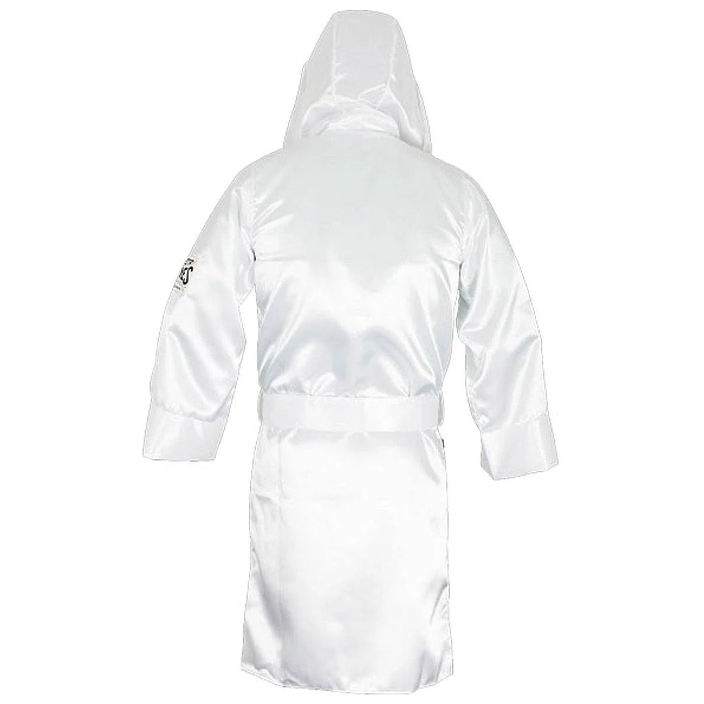 White Satin Boxing Robe with Hood I6942