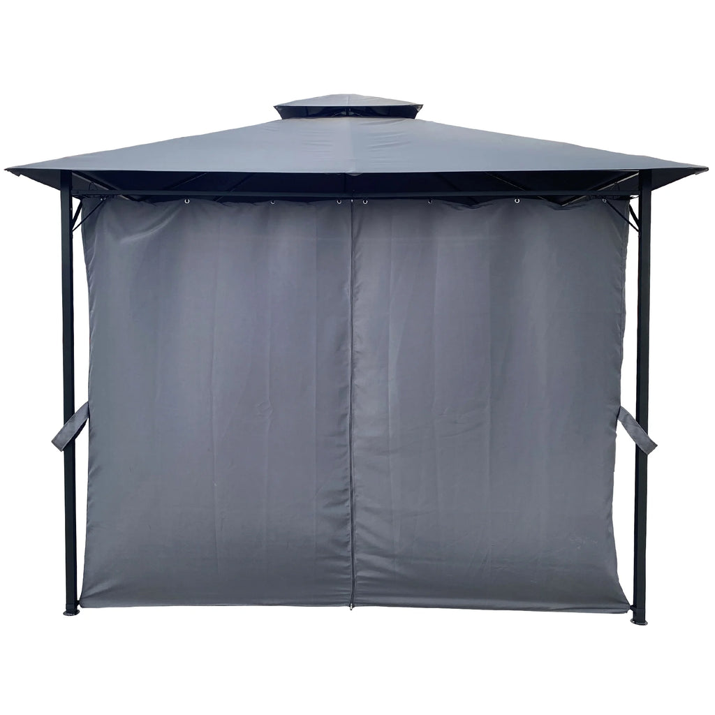 10x10 Ft Outdoor Patio Gazebo Canopy With Curtains, Gray S3753