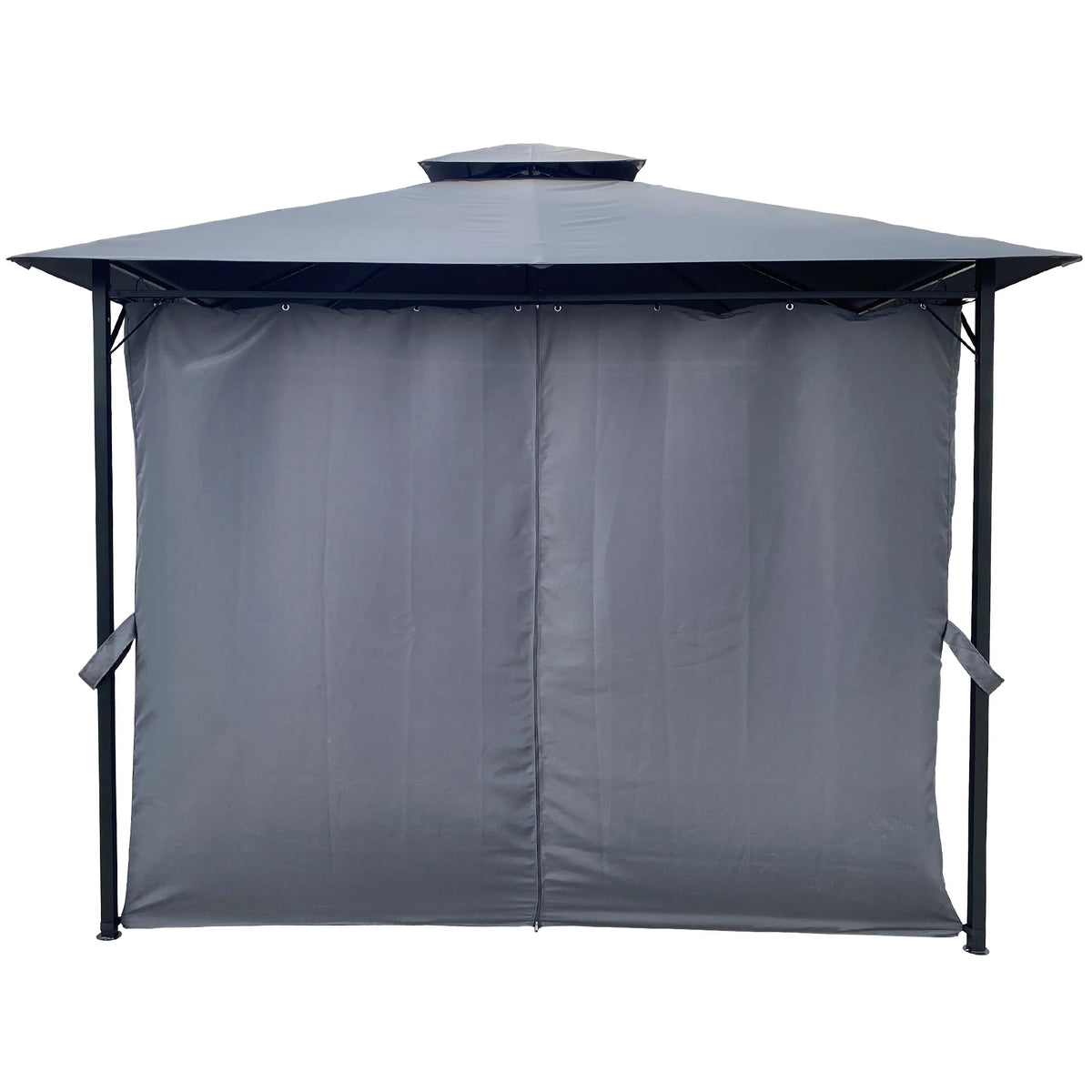10x10 Ft Outdoor Patio Gazebo Canopy With Curtains, Gray S3753