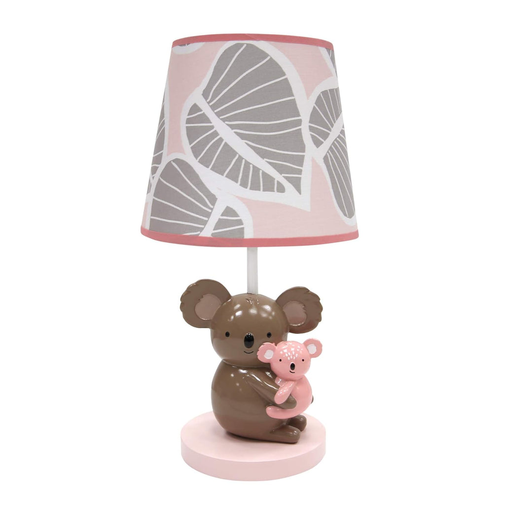 Pink/Gray Koala Nursery Lamp with Shade & Bulb A657