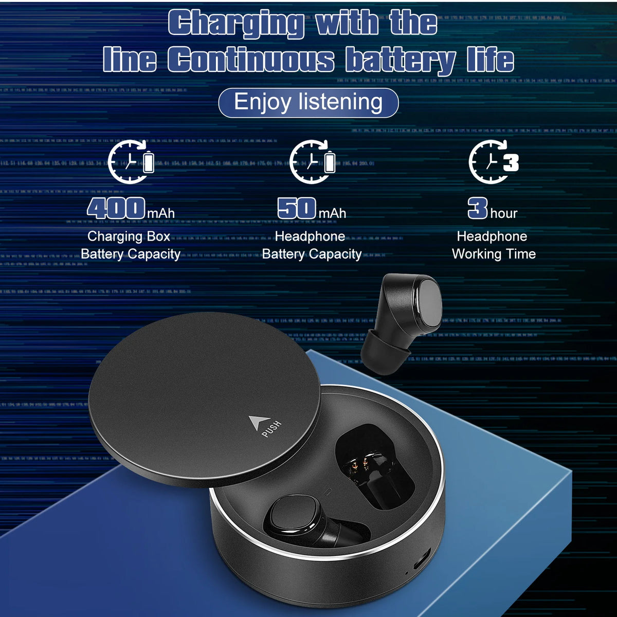 Black True Wireless Earbuds with Mic N8559