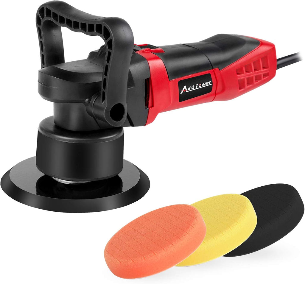 6-inch Dual Action Random Orbital Car Buffer Polisher with Variable Speed, 3 Foam Pads R5126