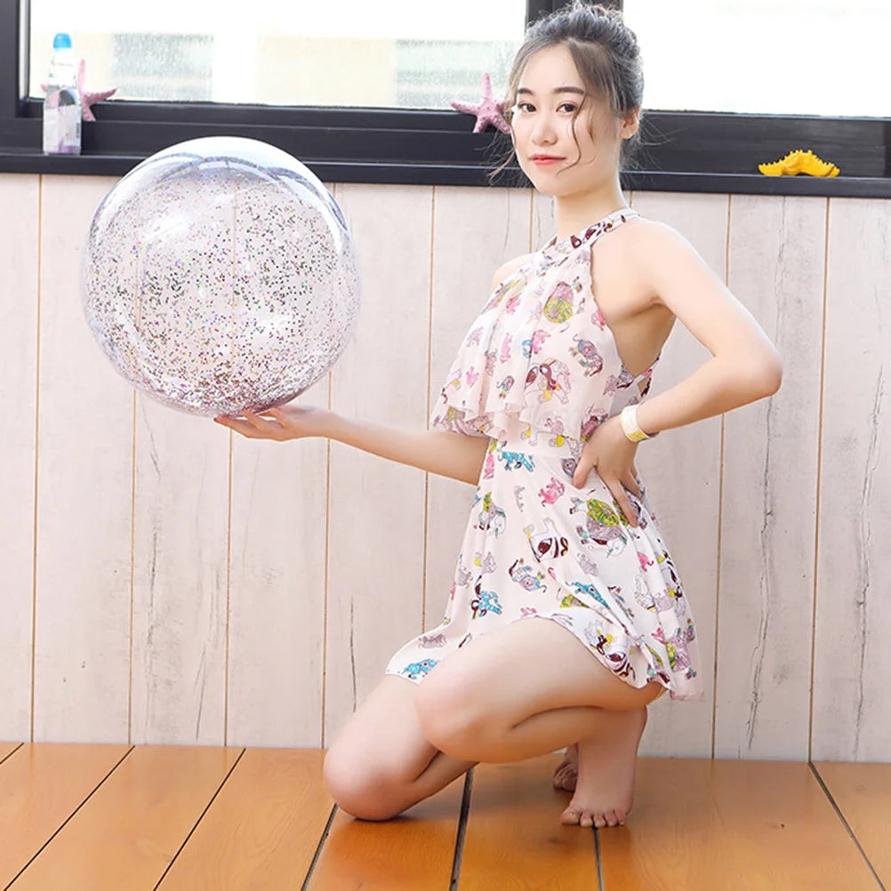 4pcs Glitter Sequin Beach Balls Inflatable PVC Toys with Pumps L251197