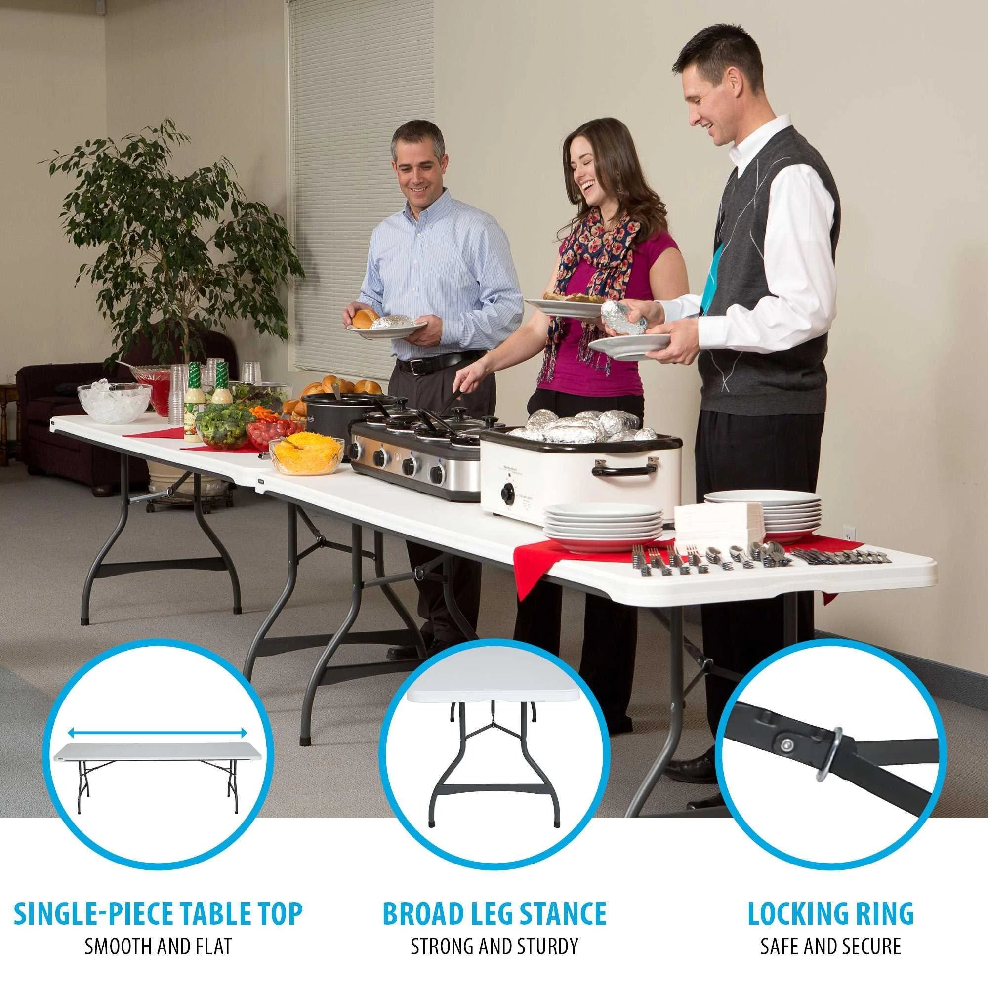 White Granite 8 Foot Rectangle Folding Table D2164