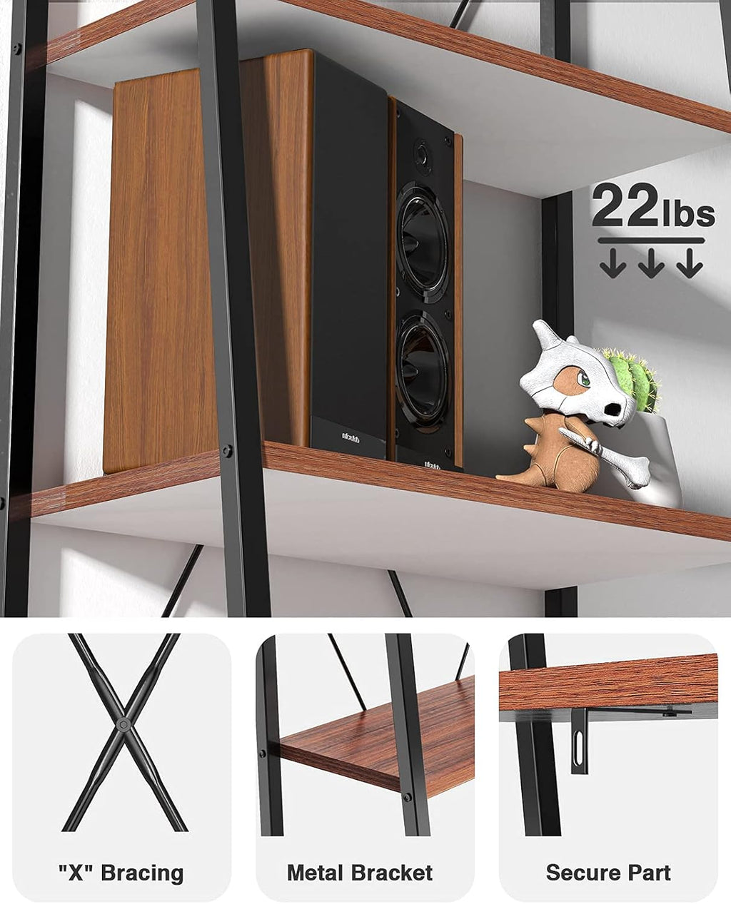 4-Tier Industrial Ladder Bookcase R7670