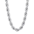 Rhodium Plated Twisted Rope Chain Necklace, 36 inches Y2025