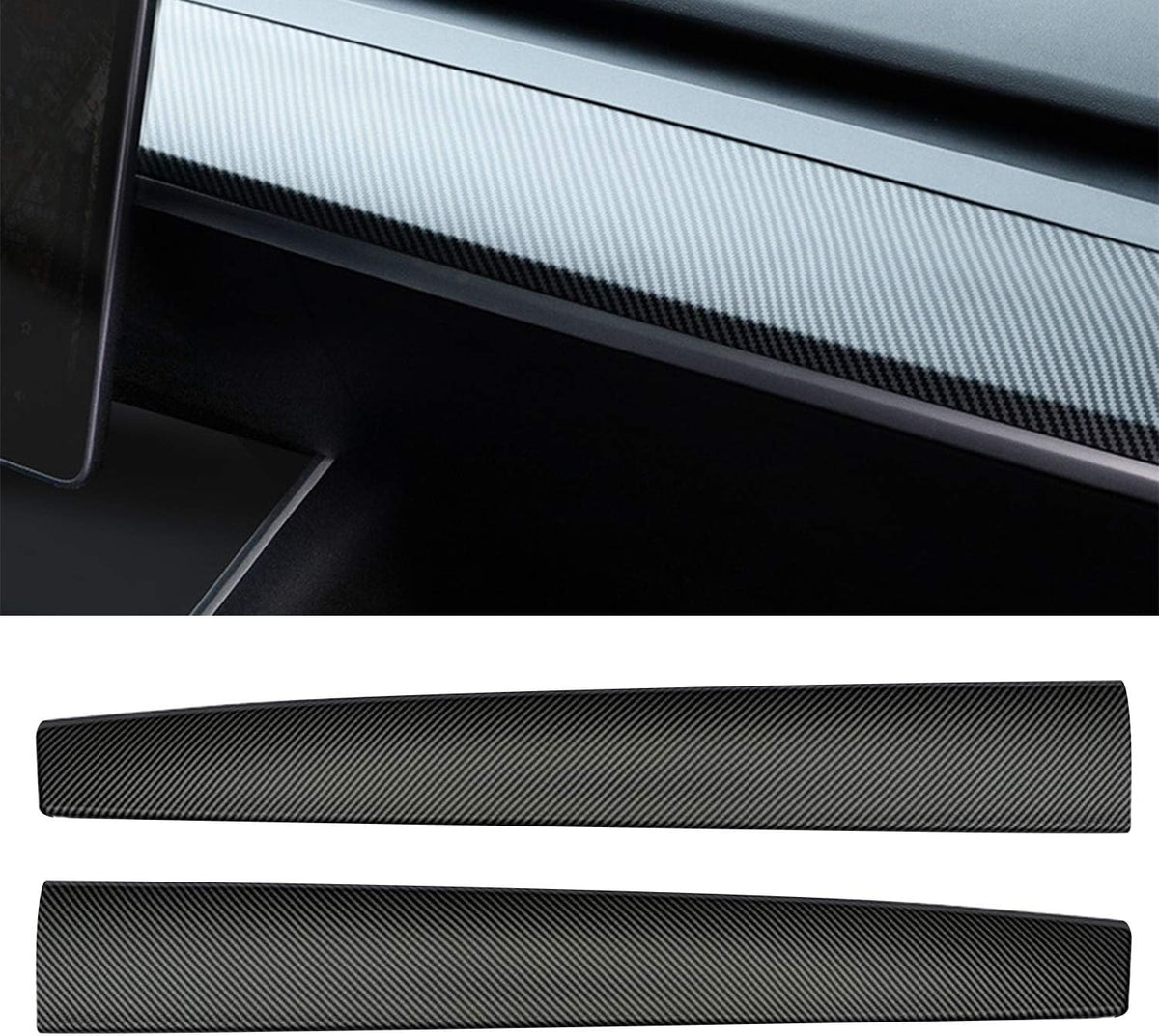 Matte Black ABS Dashboard Wrap Kit Cover Cap for Tesla Model 3 Model Y, Pack of 2 N250