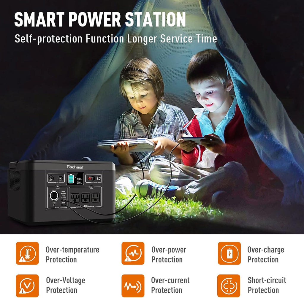 1000W Portable Power Station 962Wh 260000mAh Solar Generator with 3x110V AC Outlets T727263