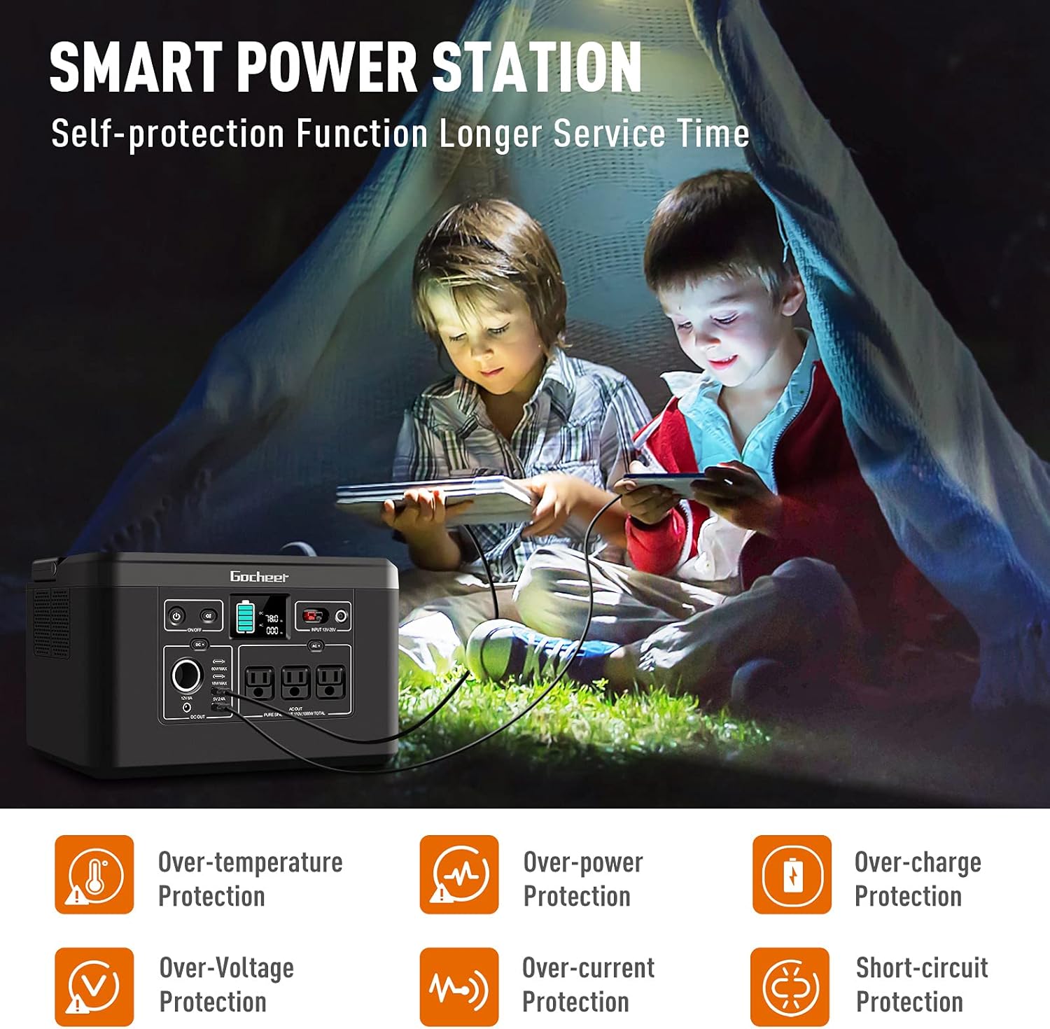 1000W Portable Power Station 962Wh 260000mAh Solar Generator with 3x110V AC Outlets T727263