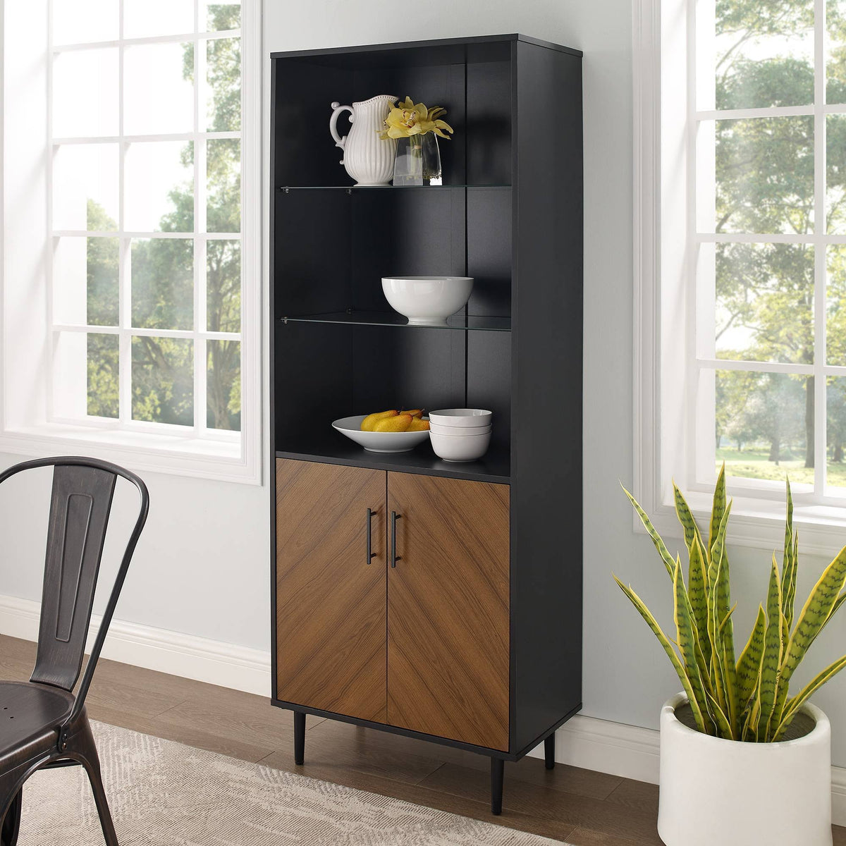 3 Shelf Bookcase Hutch Style Bookmatch Vertical Black A3882