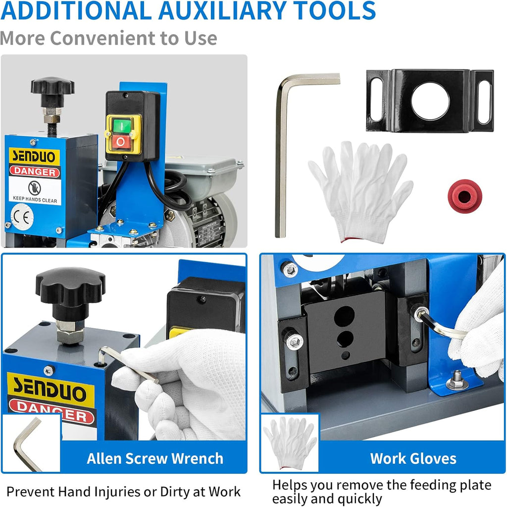 Automatic Wire Stripper Machine, 0.06-1inch, 60ft/Min G70281