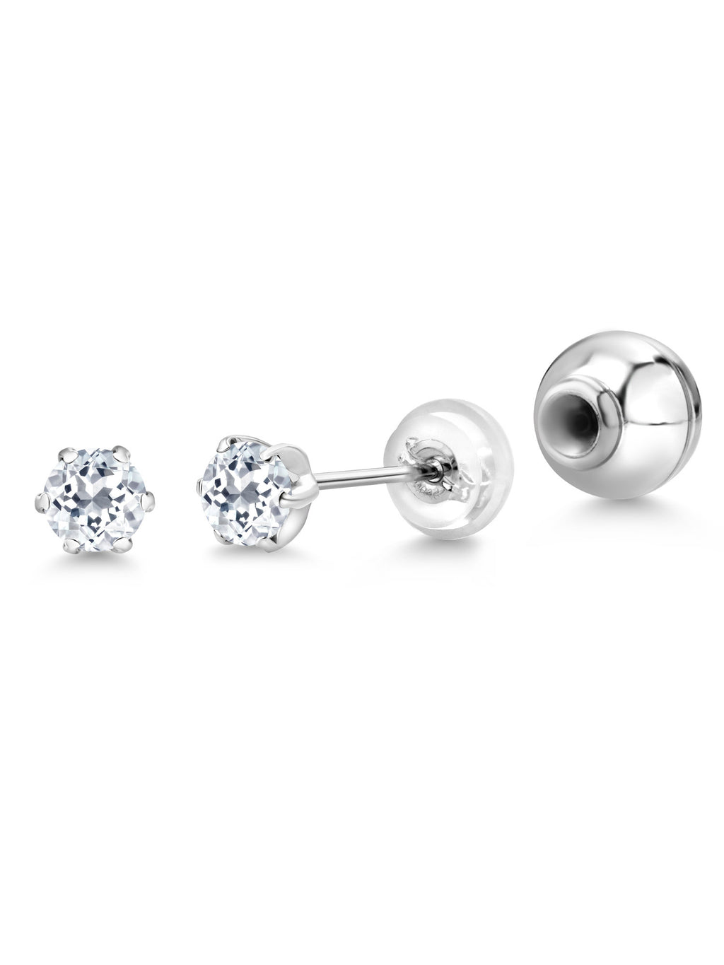 Platinum White Topaz Stud Earrings (0.66 Cttw, Round 4MM) J545574
