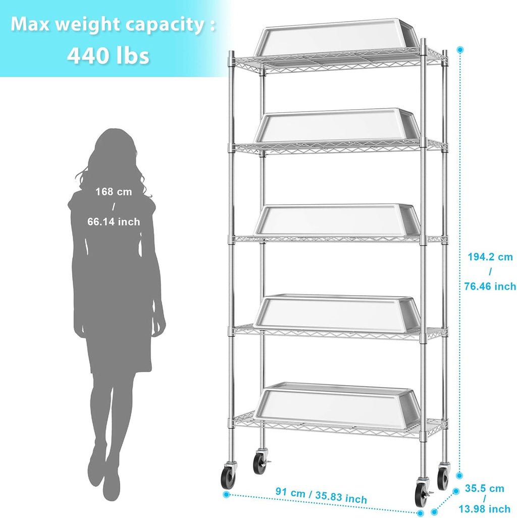 Chrome 5 Tier Rolling Metal Utility Cart A503027