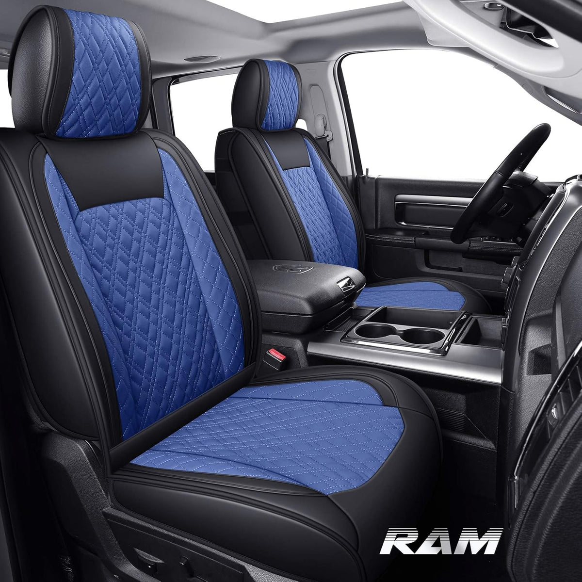 2 PCS Front Black-Red Waterproof Leather Car Seat Covers R474625