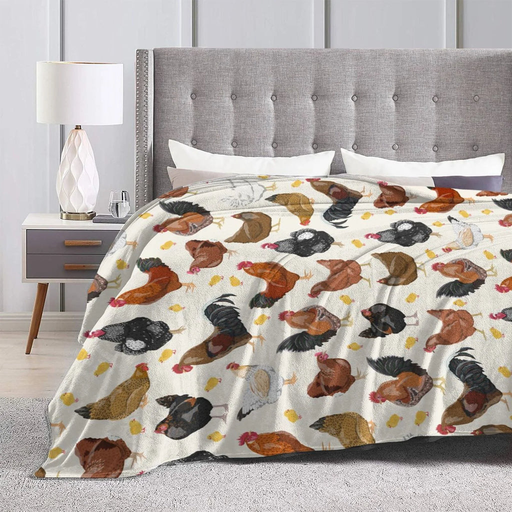 Fleece Plush Throw Blanket Roosters And Chickens (40"X30") S4878