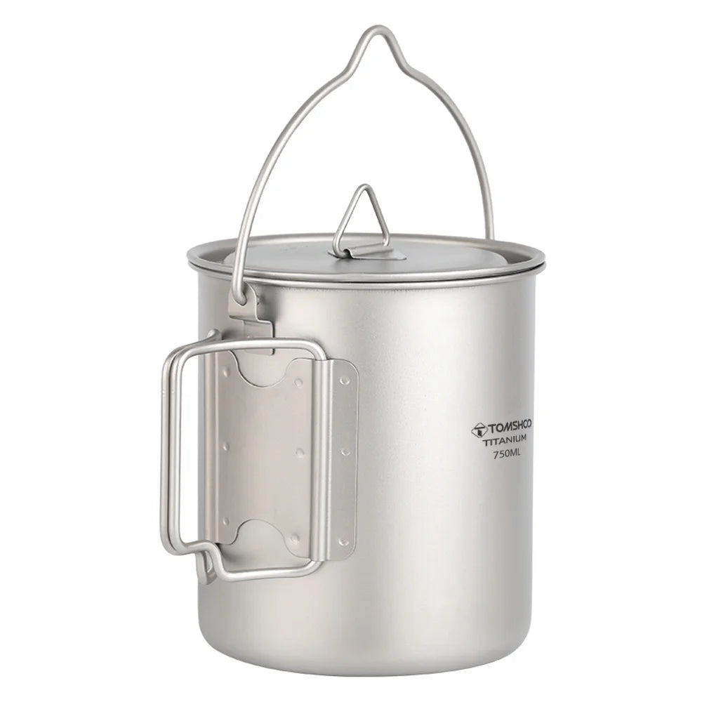 Titanium Pot 750ml with Lid and Foldable Handles L741590