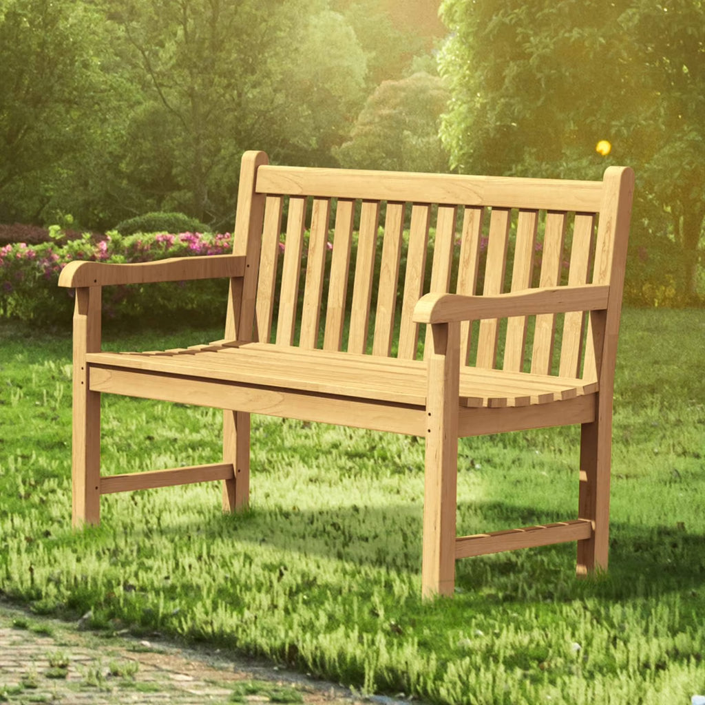 Teak Wooden Outdoor Garden Bench with Armrest D897035
