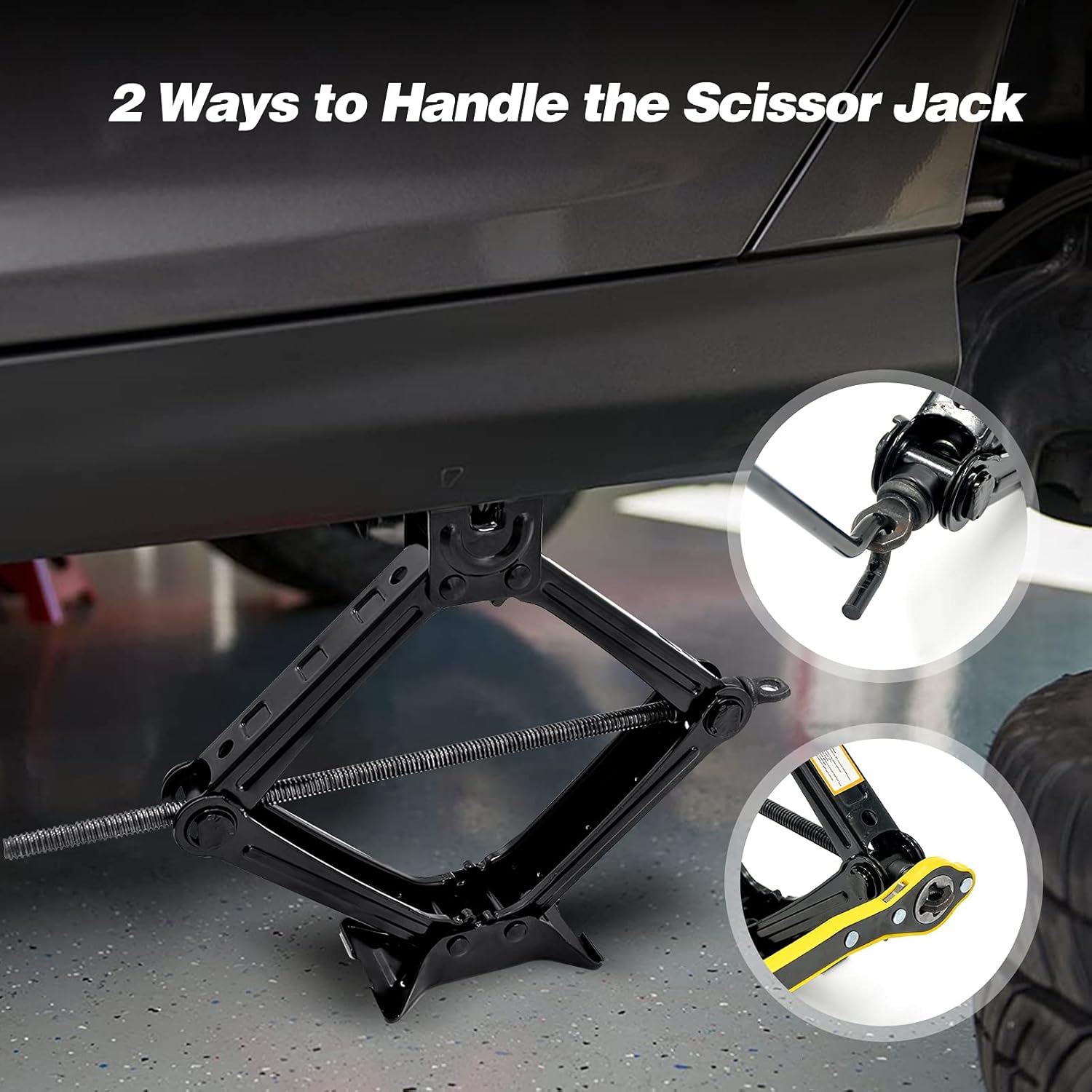 Scissor Lift Jack Max 2.5 Ton Capacity with Hand Crank Wrench Lug Wrench D8676
