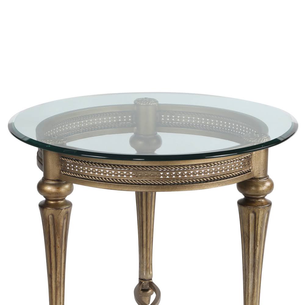 Round End Table with Glass Top S6502
