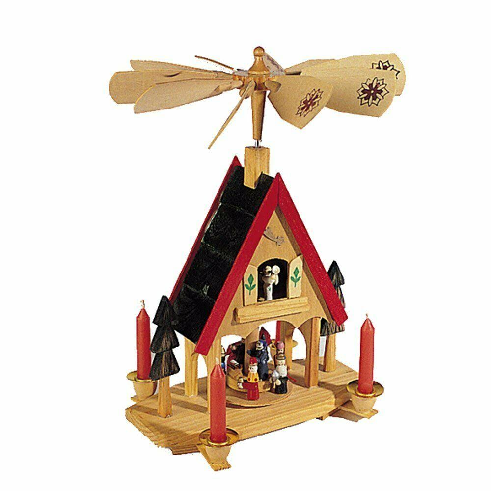 12 Wood Alpine House Carousel with Candles M955