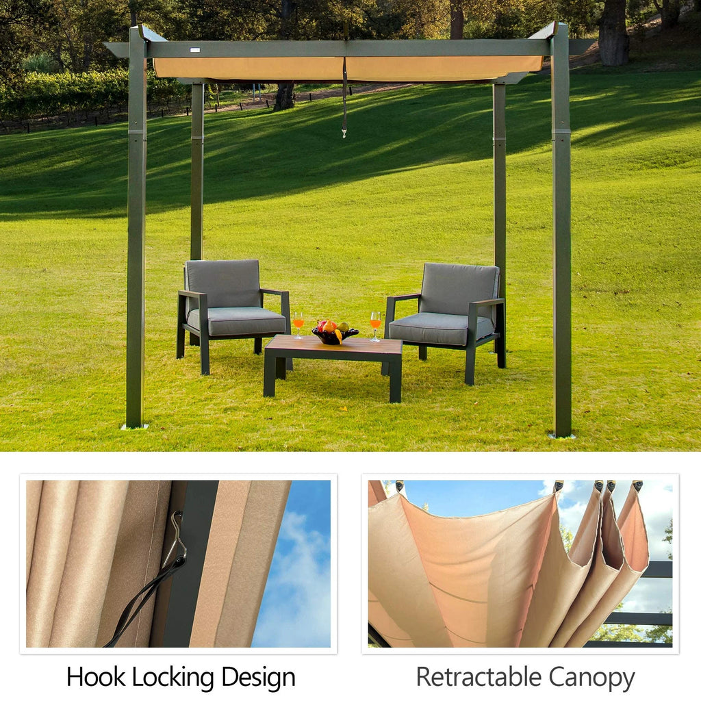 Retractable Pergola with Weather-Resistant Aluminum Canopy P951140