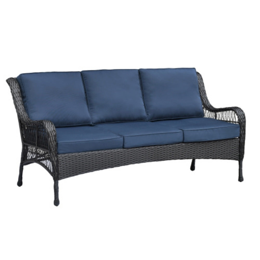 6-Piece Rattan Outdoor Conversation Set Navy Blue Metal H187