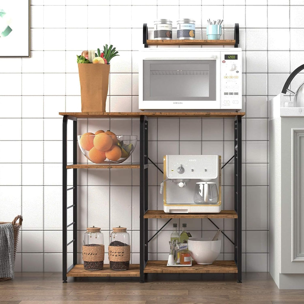 White Oak 4-Tier Kitchen Baker's Rack Utility Microwave Oven Stand Storage Cart Workstation Shelf W85679