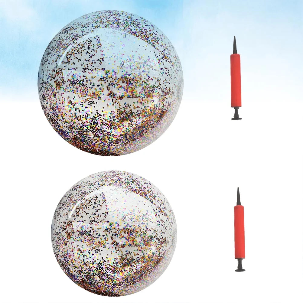 4pcs Glitter Sequin Beach Balls Inflatable PVC Toys with Pumps L251197