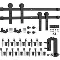 18ft Double Bypass Sliding Barn Door Hardware Kit Black Finish D1079