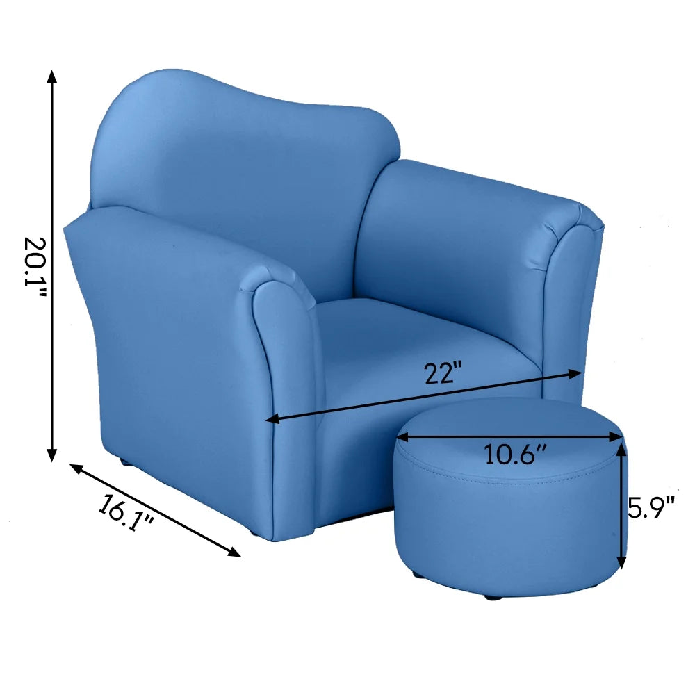 Kids Sofa with Ottoman PVC Leather Toddler Chair E5705