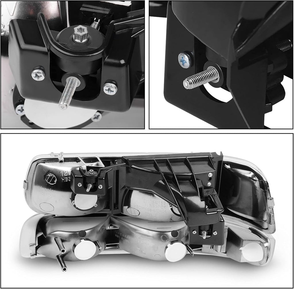 Chrome Housing Replacement Headlights + Smoke Lens Taillights Combo U5886
