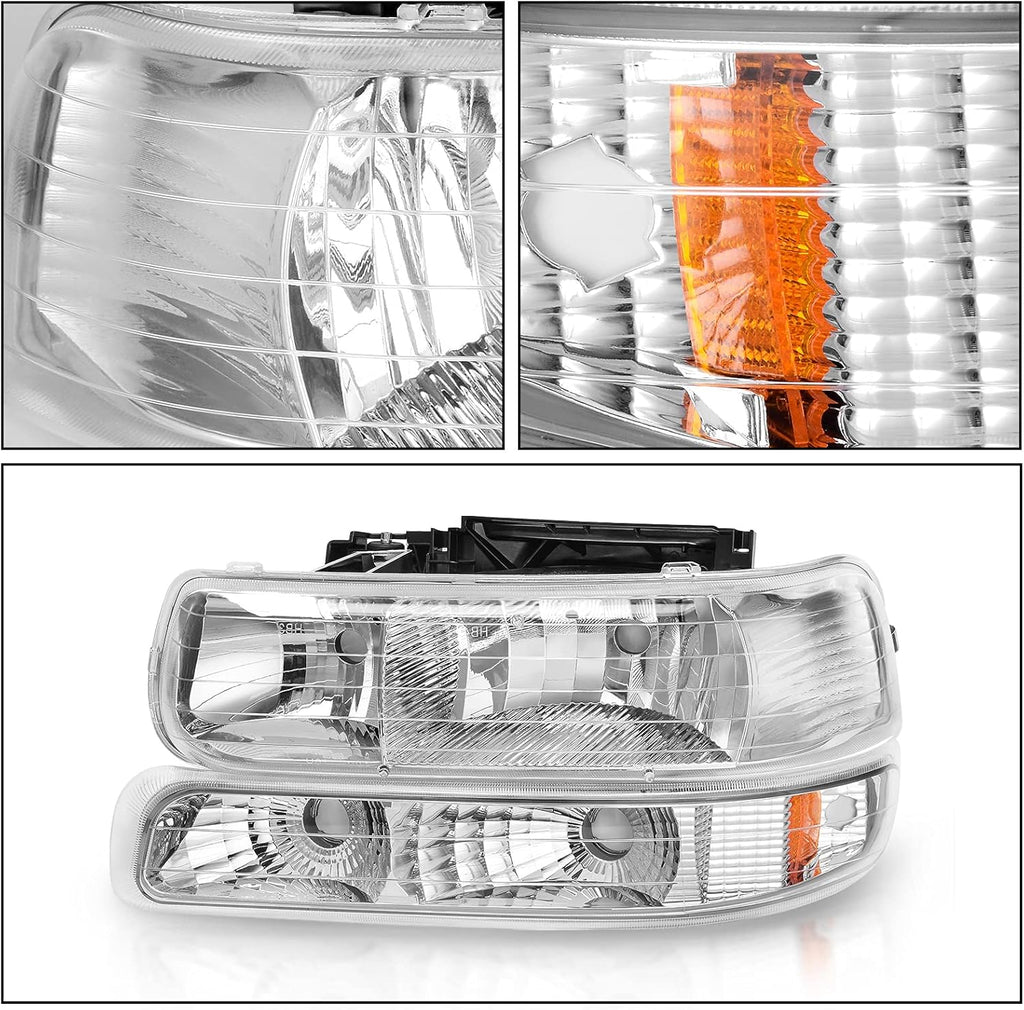 Chrome Housing Replacement Headlights + Smoke Lens Taillights Combo U5886