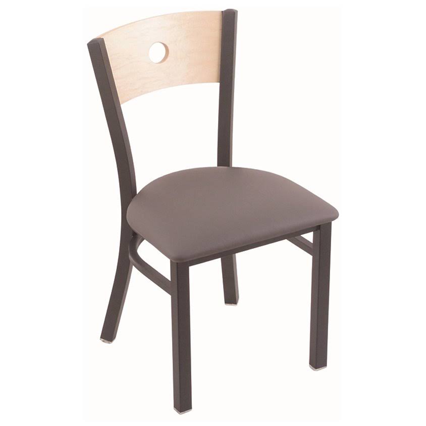 Pewter Finish Medium Grey Seat Natural Maple Back Chair I93742