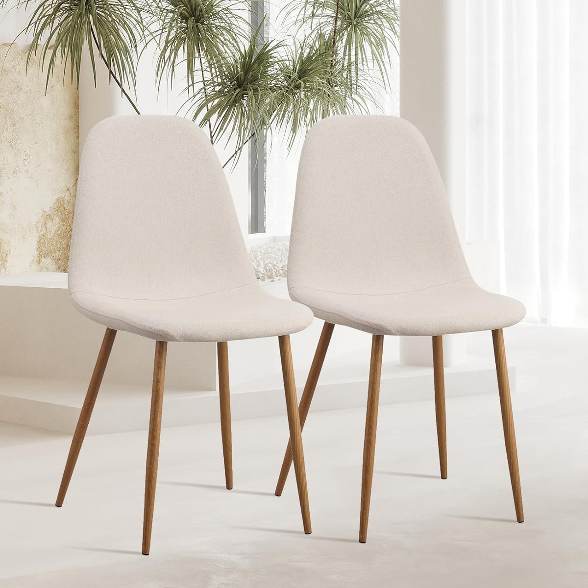 Camel Brown Faux Leather Dining Side Chairs Set of 4 with Metal Legs J6749