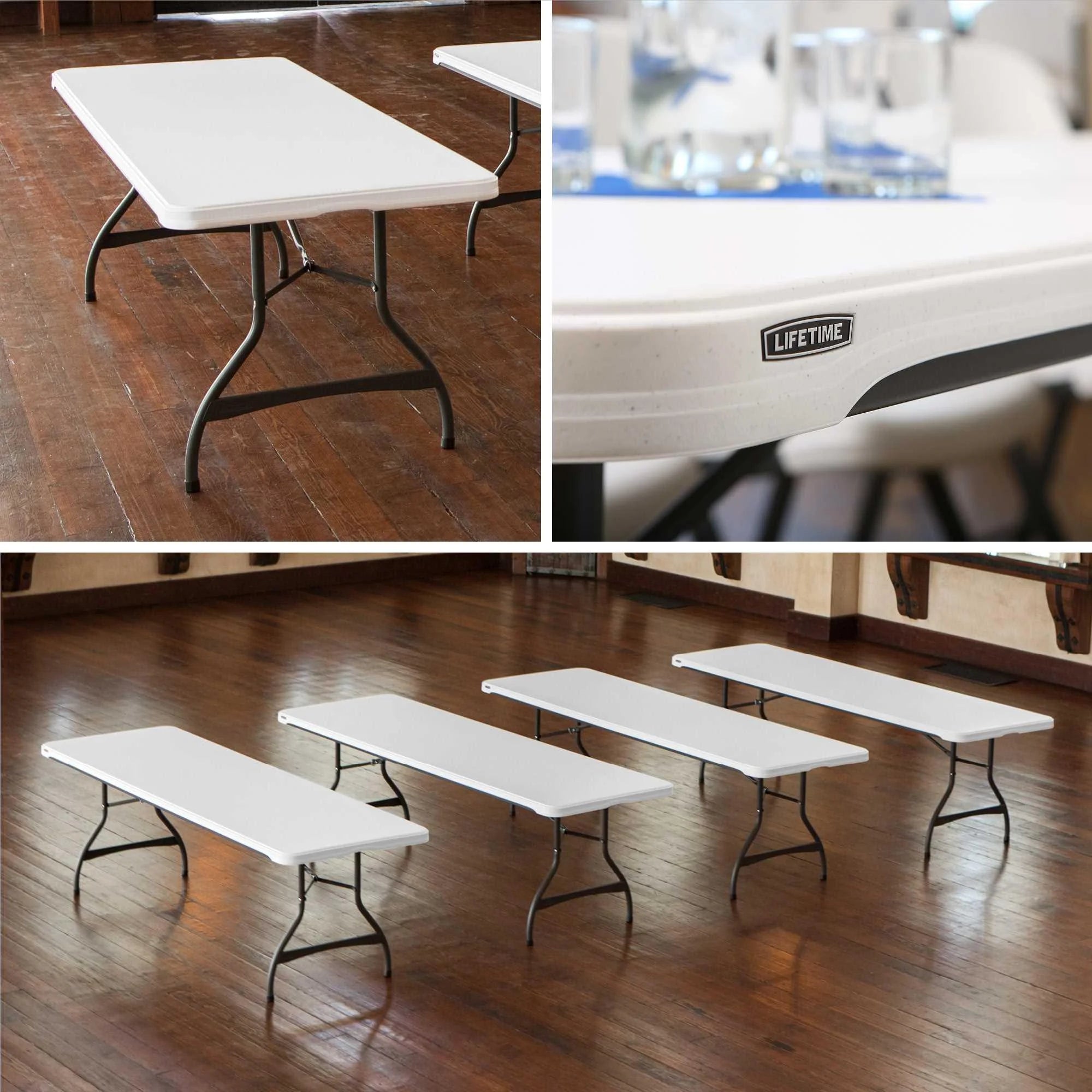 White Granite 8 Foot Rectangle Folding Table D2164