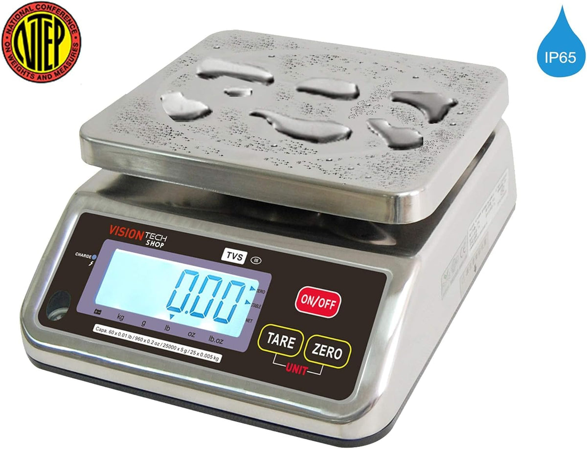 Stainless Steel Washdown Scale, 6lb Capacity, Dual Display A192573