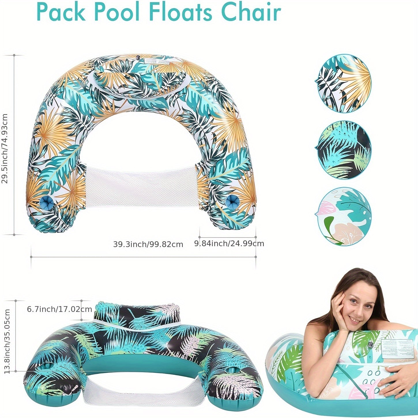 Inflatable Pool Chair with Cup Holder and Backrest U150