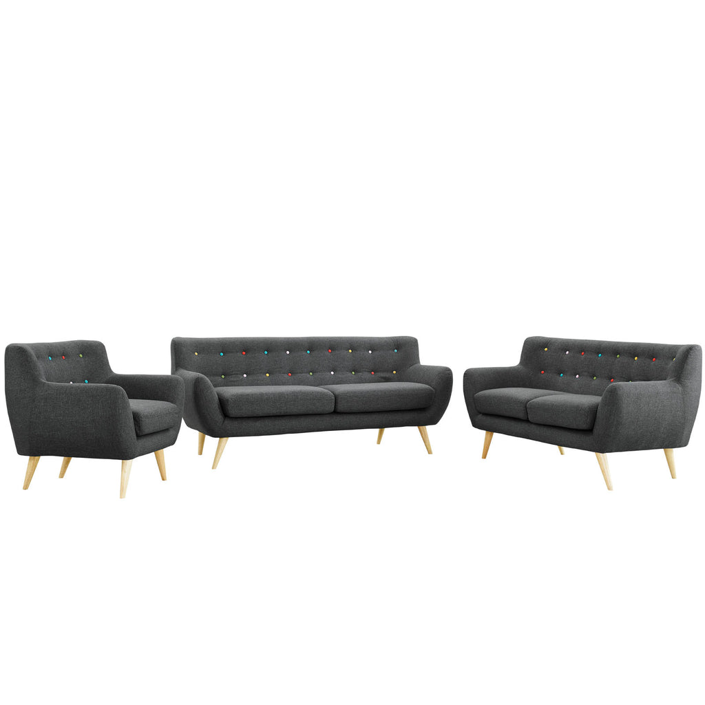 Grey Fabric Three PCS Living Room Set N5523