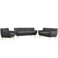 Grey Fabric Three PCS Living Room Set N5523