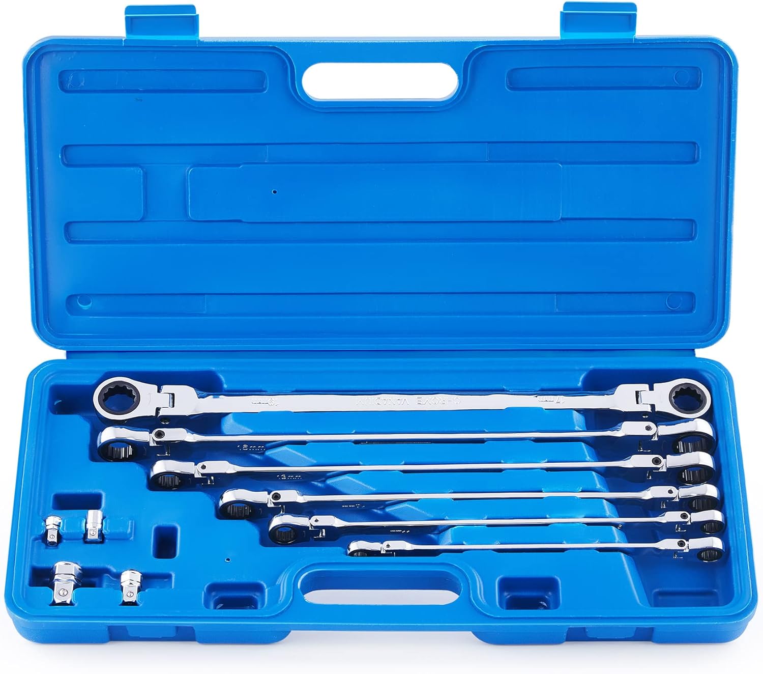 8 to 18 mm Ratcheting Wrench Set, 10 Pc, Flex Head Metric Ratchets R895