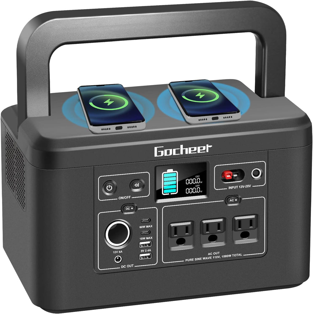 1000W Portable Power Station 962Wh 260000mAh Solar Generator with 3x110V AC Outlets T727263