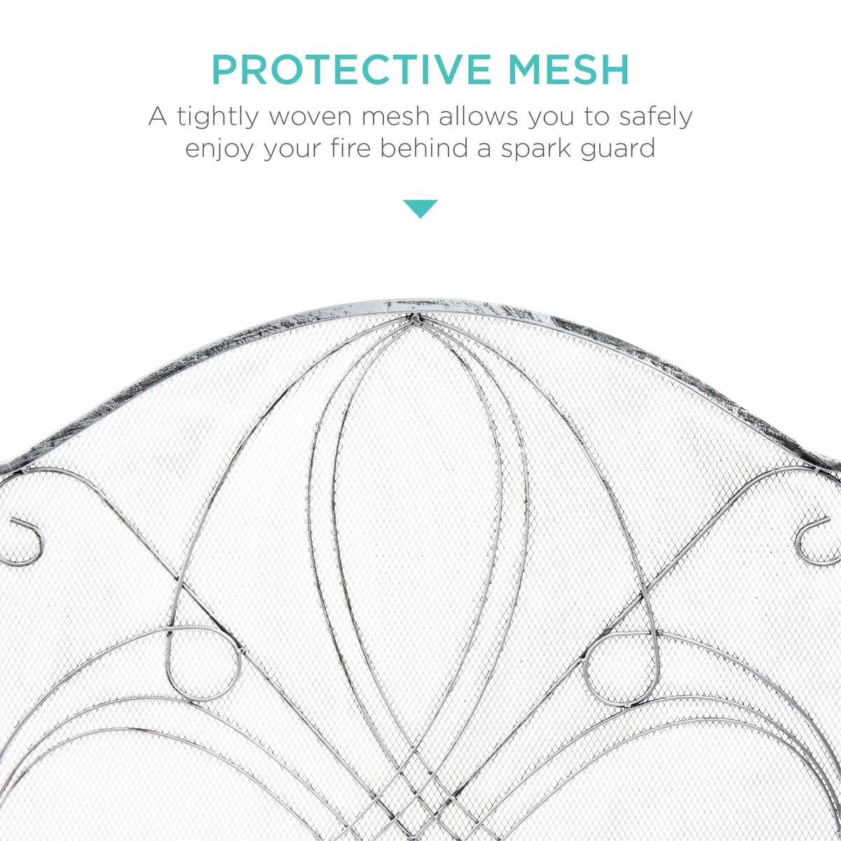 Pewter Wrought Iron Fireplace Safety Screen Spark Guard Cover S872