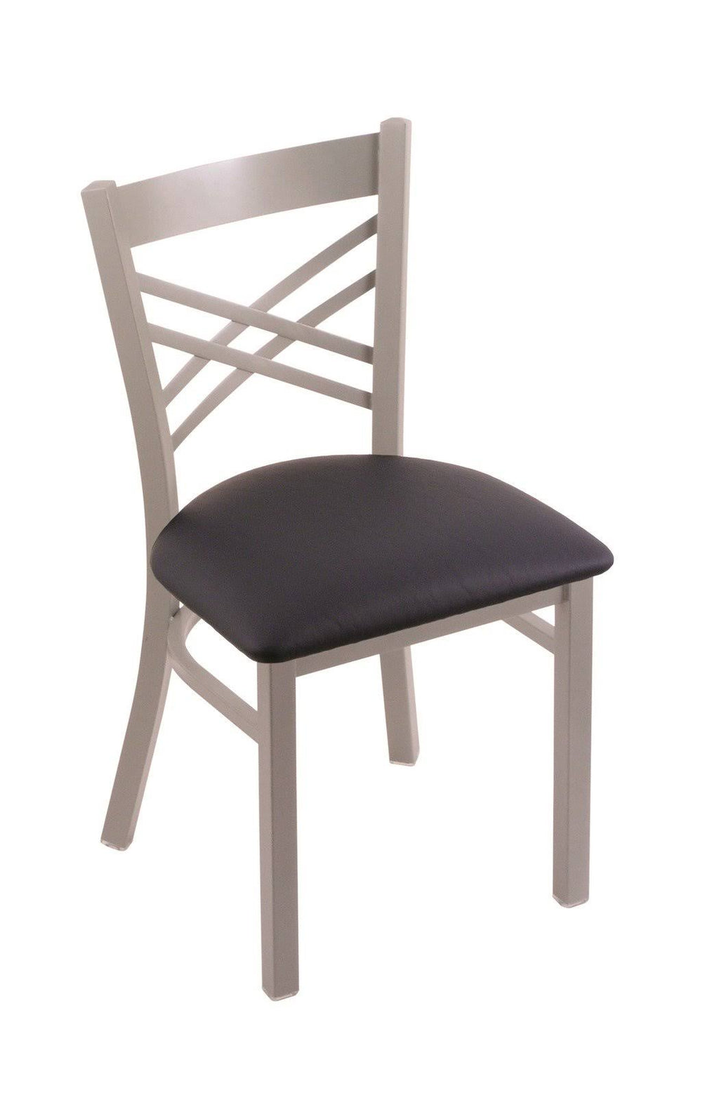 18x22 Chair with Anodized Nickel Finish, Dark Blue Seat O44176
