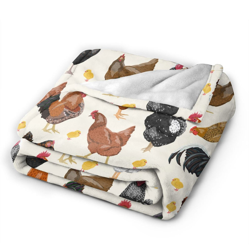 Fleece Plush Throw Blanket Roosters And Chickens (40"X30") S4878