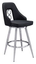 Black Faux Leather Bar Height Barstool B1896