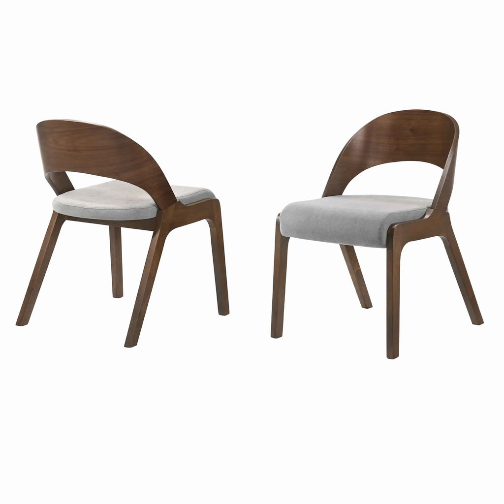Brown and Gray Curved Back Wood Dining Chair, Set of 2 R9703