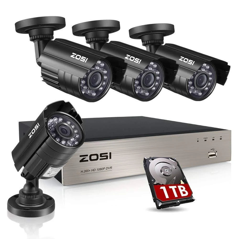 8-Channel 1080p 1TB DVR Security Camera System with 4 Wired Bullet Cameras V970382